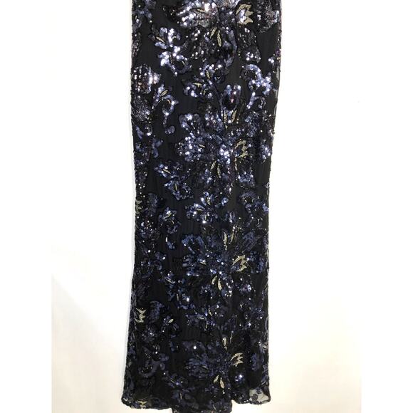 Badgley Mischka Midnight Swirl Gown Maxi Dress 4 - Picture 7 of 13
